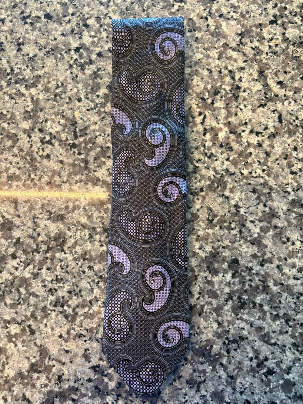 Ermenegildo Zegna Purple and Gray Paisley Silk Tie Made in Italy